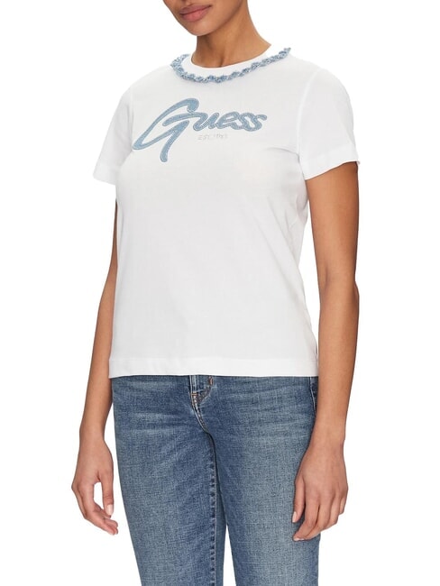 GUESS CN SS JEANS CHAIN  Tricou din bumbac alb purpuriu - tricou