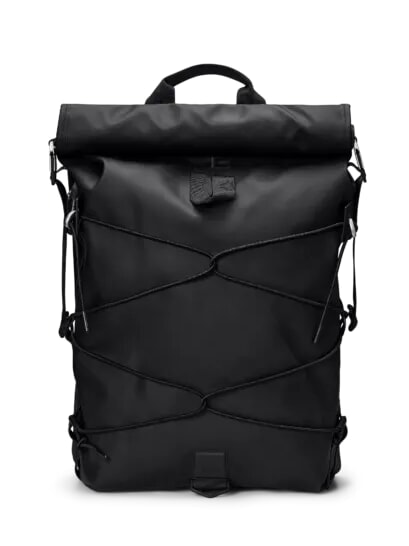 RAINS TRAIL CORD Rucsac roll top, suport pentru laptop de 15". negru - Rucsacuri