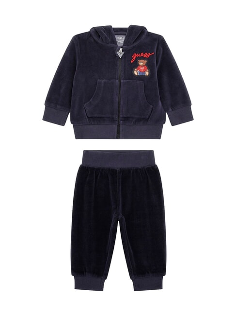 GUESS KIDS Set cămașă și pantaloni din chenille smartblue - Salopete și ținute pentru bebeluși