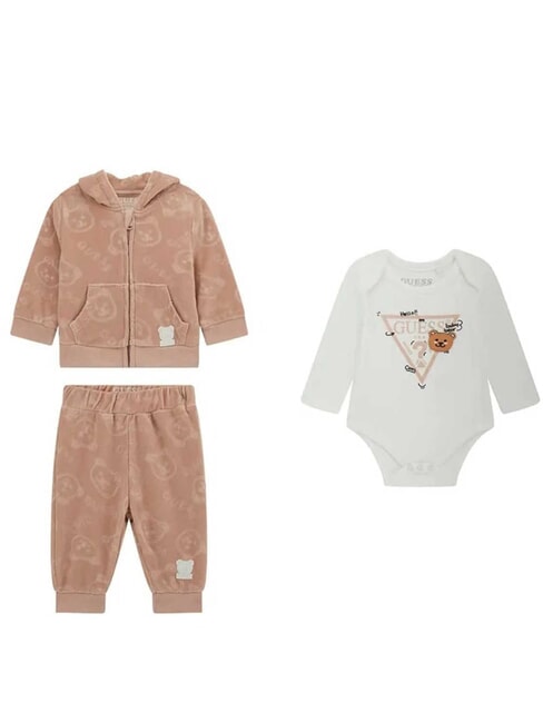 GUESS KIDS Set body, camasa si pantaloni trandafir de cărămidă - Salopete și ținute pentru bebeluși