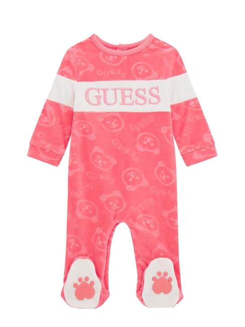 GUESS KIDS Salopetă de chenille pentru nou-născut ruj fucsia - Salopete și ținute pentru bebeluși