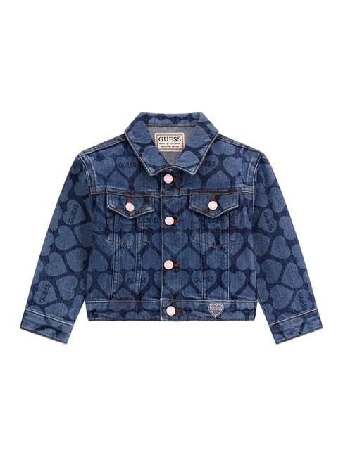 GUESS KIDS Jacheta denim laser inimă albastră era - Jachete pentru copii