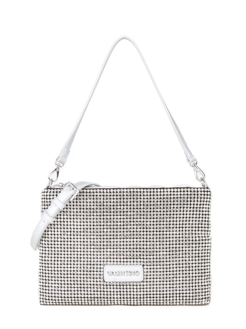 MARIO VALENTINO NABILAH Geantă clutch cu strasuri și curea de umăr argint - Genți femei