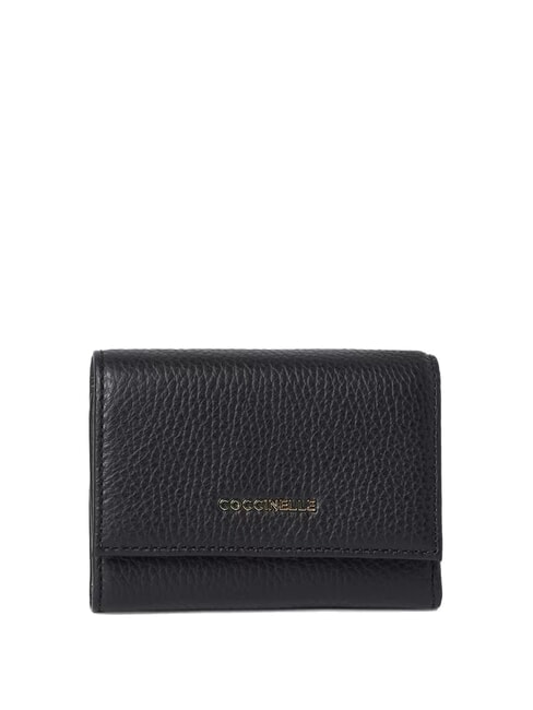 COCCINELLE METALLIC SOFT  Portofel mic din piele negru - Portofele femei