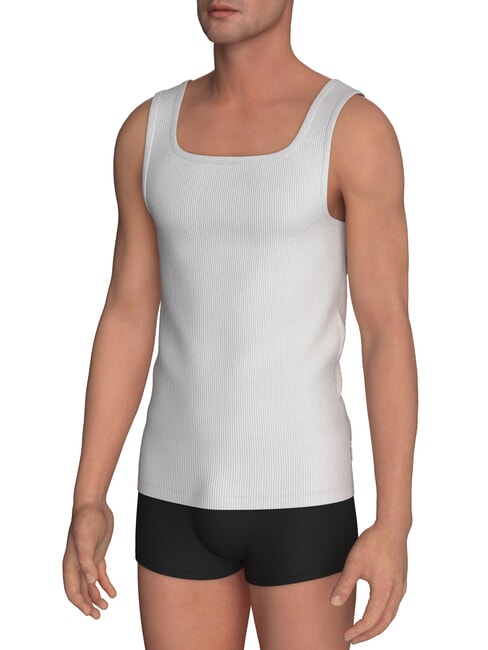BIKKEMBERGS NEW CLASSIC Top cu nervuri alb - tricou
