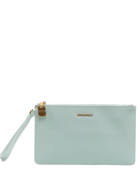 BORBONESE LETTERING Pochette din piele cu manseta marin - Genți femei