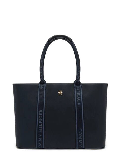 TOMMY HILFIGER TH LOGOTAPE Geantă tote de umăr albastru spațial - Genți femei