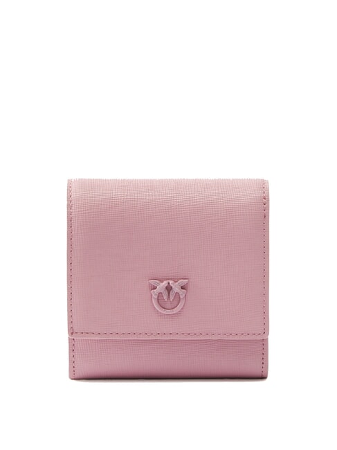 PINKO FLAP Portofel pătrat din piele saffiano culoare violet-bloc - Portofele femei