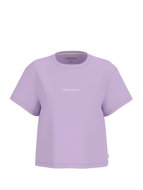 GUESS JEANS SS CN BOXY EMBRO Tricou din bumbac floare de liliac - tricou