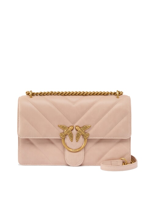 PINKO LOVE ONE CLASSIC Geanta de umar din piele despicata pulbere-aur antic - Genți femei