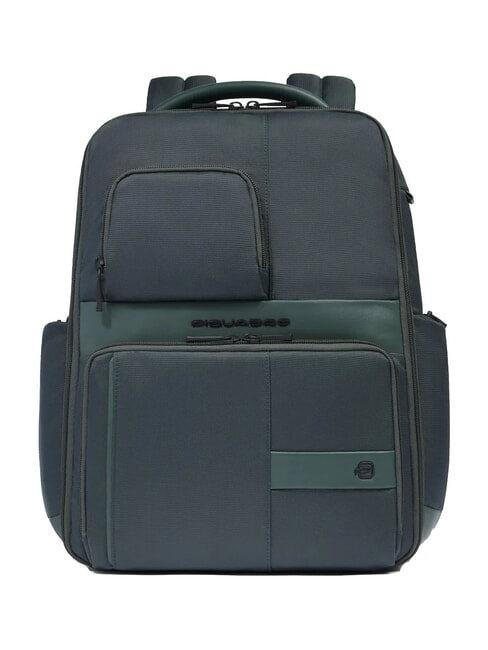 PIQUADRO WOLLEM Rucsac pentru laptop de 15,6 inchi din material și piele VERDE - Rucsacuri pentru laptop