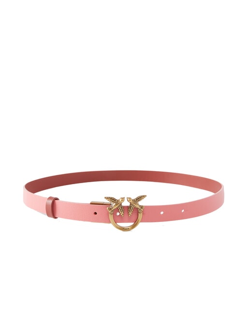 PINKO LOVE BERRY Curea subțire din piele dublă roz/rosu-aur antic - Curele