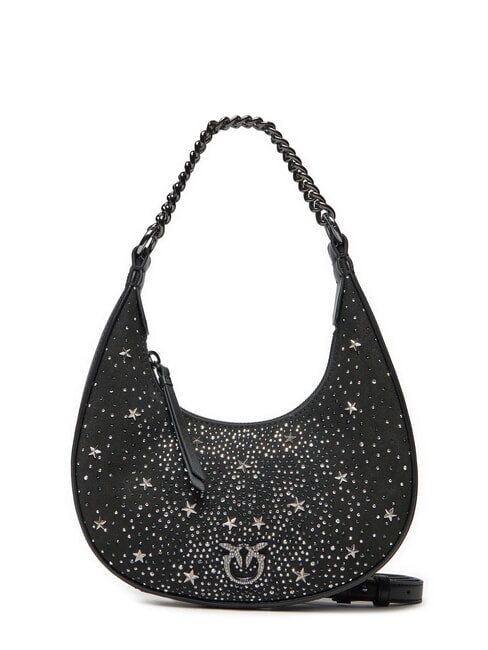 PINKO BRIOCHE Mini geanta cu stele si strasuri limuzină neagră-gunmetal - Genți femei