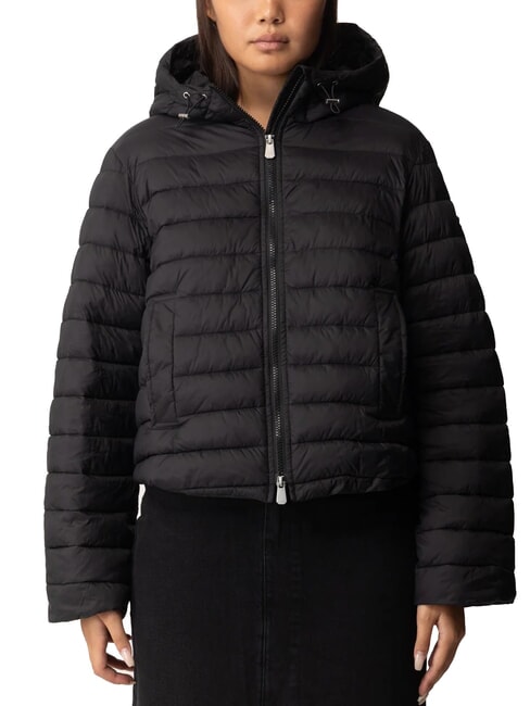 PINKO IDROVOLANT Jachetă scurtă de puf cu glugă limuzină neagră - Jachete de puf pentru femei