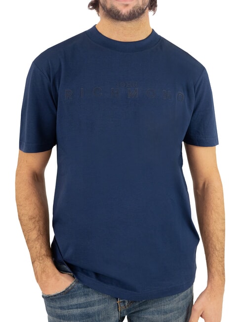 JOHN RICHMOND SOULOKU Tricou cu logo în relief albastru medieval - tricou