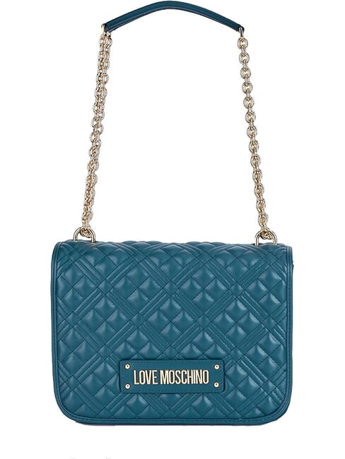 LOVE MOSCHINO QUILTED GOLD CHAIN Geantă de umăr/încrucișată smarald - Genți femei