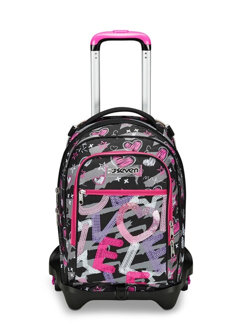 SEVEN JACK + DRAFT HEART Rucsac troler detasabil, 3 roti negru - Rucsacuri cu role