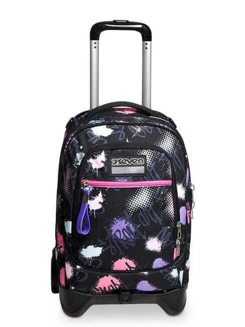 SEVEN NEW TECH PINKYPOIS GIRL Rucsac troler detasabil, 2 roti negru - Rucsacuri cu role