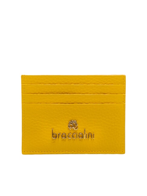 BRACCIALINI BASIC Suport card din piele cu logo metalic galben - Portofele femei