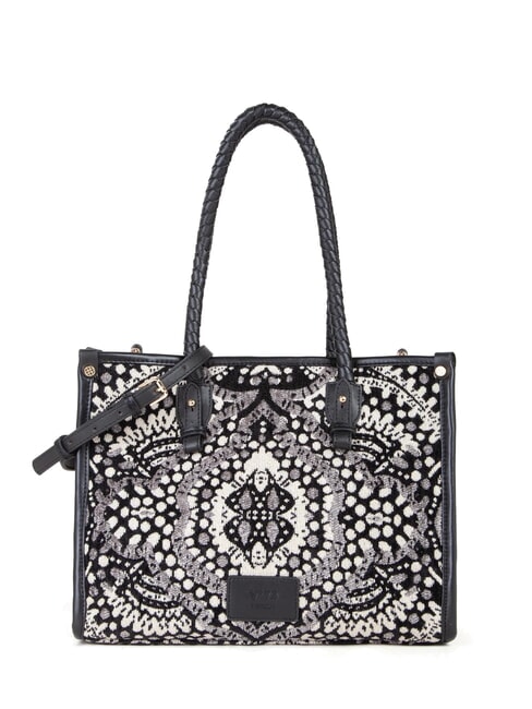V73 AMELIA Geanta de cumparaturi din material jacquard negru/multicolor - Genți femei