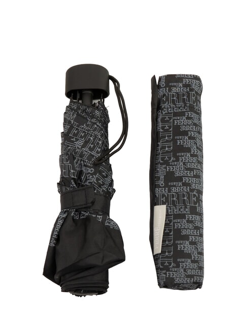 FERRÈ LOGO ALL OVER Mini umbrelă manuală negru02 - Umbrele