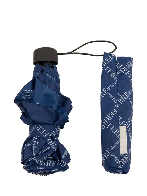 FERRÈ LOGO ALL OVER Mini umbrelă manuală bleumarin01 - Umbrele