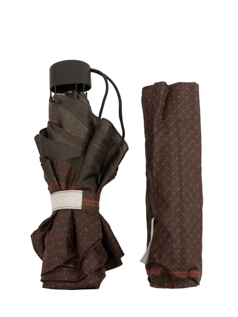 FERRÈ MINI Umbrela manuala rezistenta la vant cravata maro 02 - Umbrele