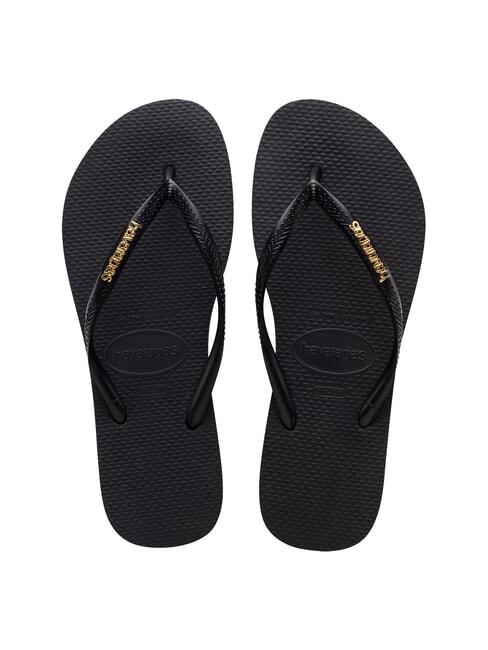 HAVAIANAS SLIM LOGO Papuci flip-flop negru/auriu - Pantofi femei