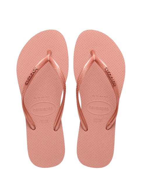 HAVAIANAS SLIM LOGO Papuci flip-flop crocus rose/blush auriu - Pantofi femei