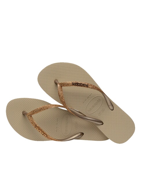 HAVAIANAS SLIM GLITTER II Papuci flip-flop nisip/auriu deschis metalic - Pantofi femei