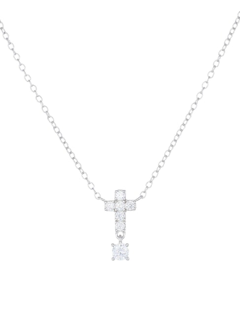 AMEN COCCOLE LUXURY Colier de argint cu cruce si zirconi rodiu - Lănțișoare