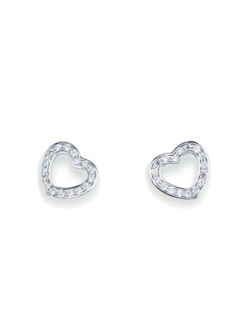 AMEN DIAMONDS Cercei mini inimioare rodiu - Cercei