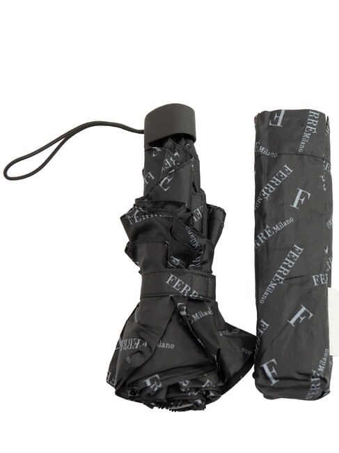 FERRÈ LOGO ALL OVER Mini umbrelă manuală negru03 - Umbrele