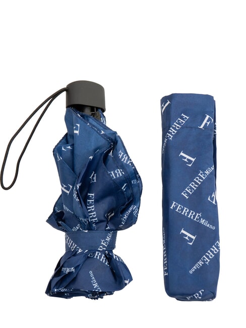 FERRÈ LOGO ALL OVER Mini umbrelă manuală bleumarin03 - Umbrele