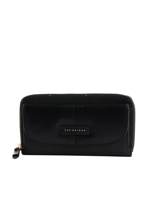 THE BRIDGE ELISABETTA Portofel mare din piele cu buzunar Negru de aur - Portofele femei