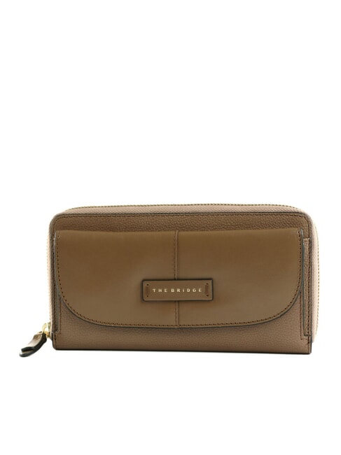 THE BRIDGE ELISABETTA Portofel mare din piele cu buzunar stridie abb. aur - Portofele femei