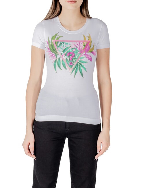GUESS CN SS LEAF Tricou cu maneca scurta alb purpuriu - tricou