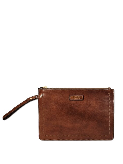 THE BRIDGE FIONA clutch plat din piele cu manseta BROWN - Genți femei