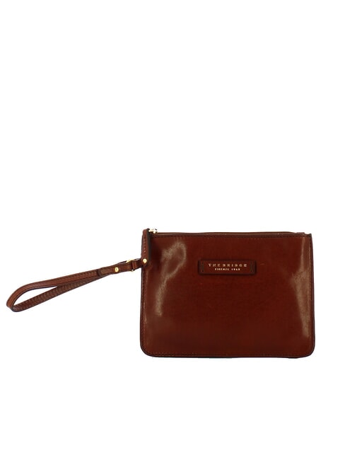 THE BRIDGE LEDA clutch din piele cu manseta BROWN - Genți femei