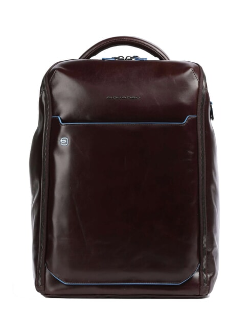 PIQUADRO BLUE SQUARE Rucsac din piele pentru laptop de 15,6". MAHOGANY - Rucsacuri pentru laptop