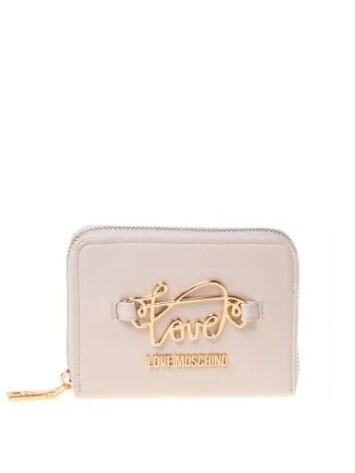LOVE MOSCHINO LOGO ITALICS Portofel cu fermoar bej - Portofele femei
