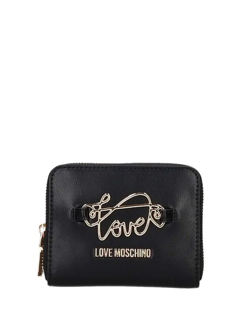 LOVE MOSCHINO LOGO ITALICS Portofel cu fermoar negru - Portofele femei