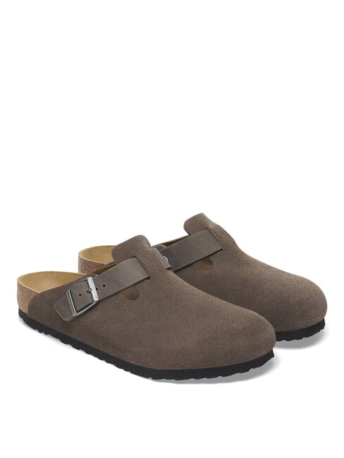 BIRKENSTOCK BOSTON Sabot papuci din piele gri beton - Pantofi unisex