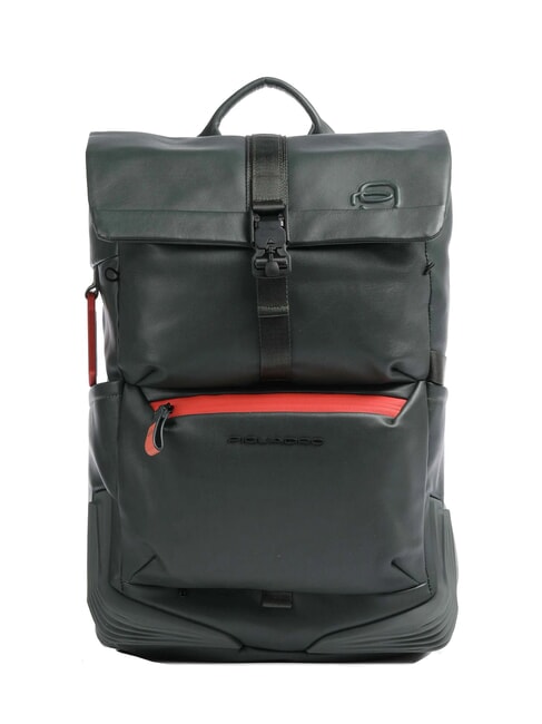 PIQUADRO CORNER 2.0 SPECIALE Rucsac pentru laptop din piele de 15,6". VERDE - Rucsacuri pentru laptop