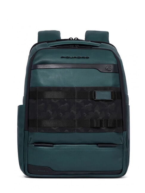 PIQUADRO FXP Rucsac din piele pentru laptop de 14 inchi VERDE - Rucsacuri pentru laptop
