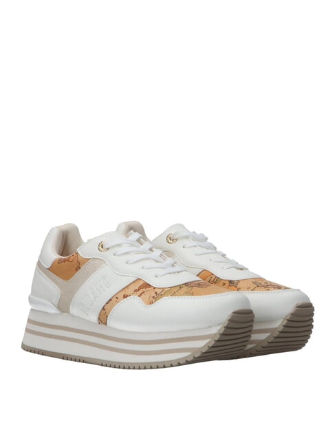 ALVIERO MARTINI PRIMA CLASSE GEO JR Adidași cu platformă cu logo lateral Alb / Geo Bej - Pantofi femei