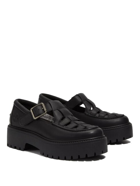TIMBERLAND STONE STREET BUCKLE Pantof cu platforma din piele negru plin de cereale - Pantofi femei