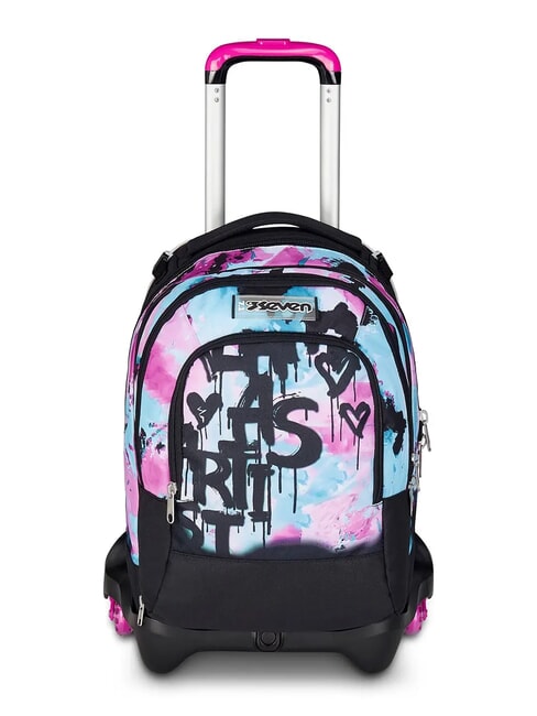 SEVEN GRAFFITI GIRL JACK 3WD Troler 2 rucsacuri detasabile, 3 roti amurg - Rucsacuri cu role
