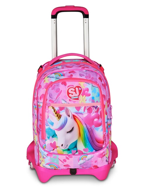 SJGANG FLYUNICORN GIRL 3WD Troler rucsac detasabil, 3 roti fuxiafluo - Rucsacuri cu role