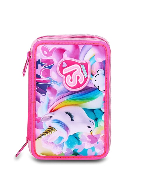 SJGANG FLYUNICORN GIRL Trusa cu 3 fermoar completă cu trusa școlară fuxiafluo - Penare și accesorii